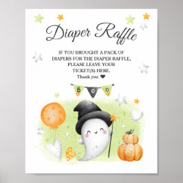 Halloween Baby Shower Diaper Raffle Sign Poster