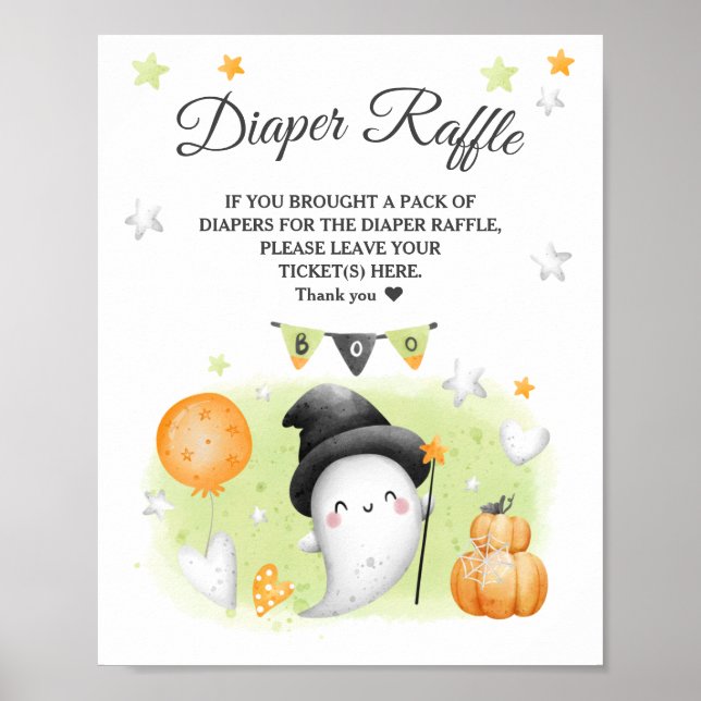 Halloween Baby Shower Diaper Raffle Sign Poster (Framsidan)