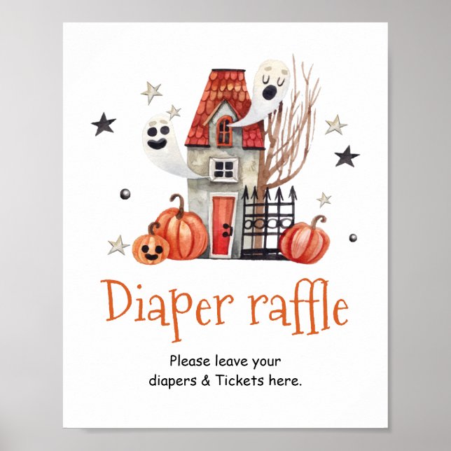 Halloween Baby Shower Diaper raffle Sign Poster (Framsidan)