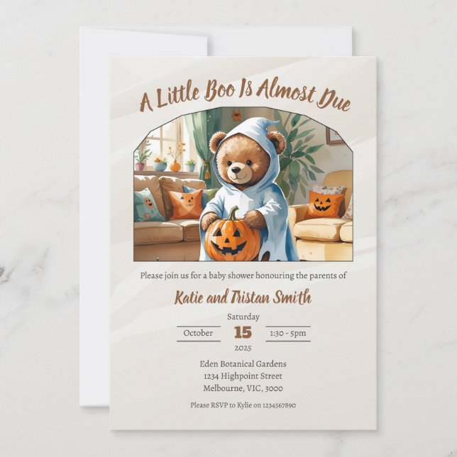 Halloween Baby Shower - en liten boo är snart klar Inbjudningar (Framsida)
