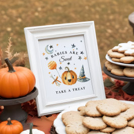 Halloween Baby Shower Favor Sign Little Boo Poster