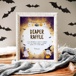 Halloween Baby Shower Game Diaper Raffle Sign Poster