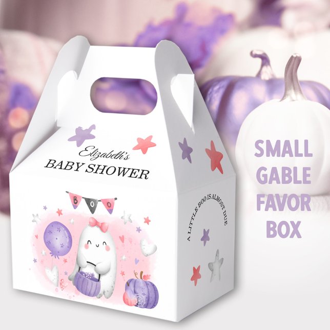 Halloween Baby Shower Girl Cute Favor Box Presentaskar (Pink Boo Halloween Small Gable Favor Boxes - You can choose from 3 sizes of these gable favor boxes)