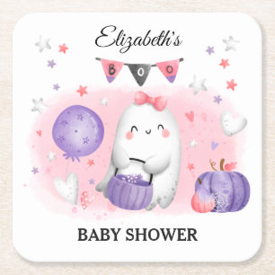 Halloween Baby Shower Girl Cute Papper Underlägg Kvadrat