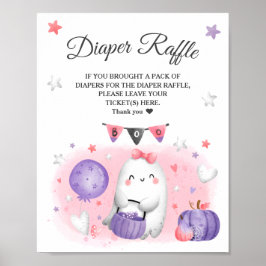 Halloween Baby Shower Girl Diaper Raffle Sign Poster