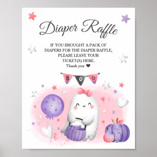 Halloween Baby Shower Girl Diaper Raffle Sign Poster