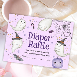Halloween Baby Shower Girl Lila Diaper Raffle Tilläggskort