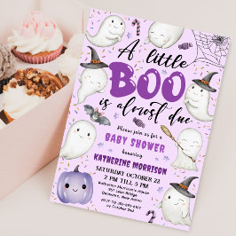 Halloween Baby Shower Girl Lila Little Boo Ghost Inbjudningar