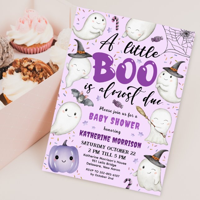 Halloween Baby Shower Girl Lila Little Boo Ghost Inbjudningar (Skapare uppladdad)