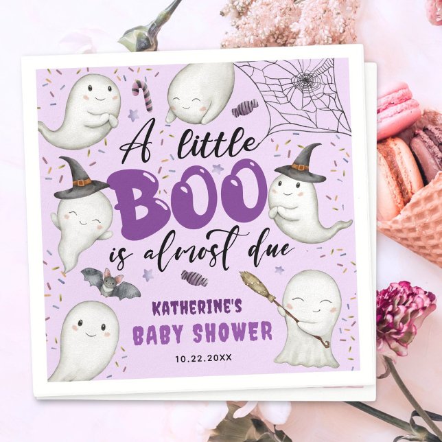 Halloween Baby Shower Girl Lila Little Boo Ghost Pappersservett (Skapare uppladdad)