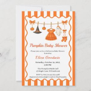 Halloween Baby Shower Girl   Little Witch Pumpkin Inbjudningar