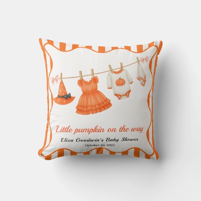 Halloween Baby Shower Girl | Little Witch Pumpkin Kudde (Framsida)