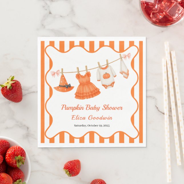 Halloween Baby Shower Girl | Little Witch Pumpkin Pappersservett (Insitu)