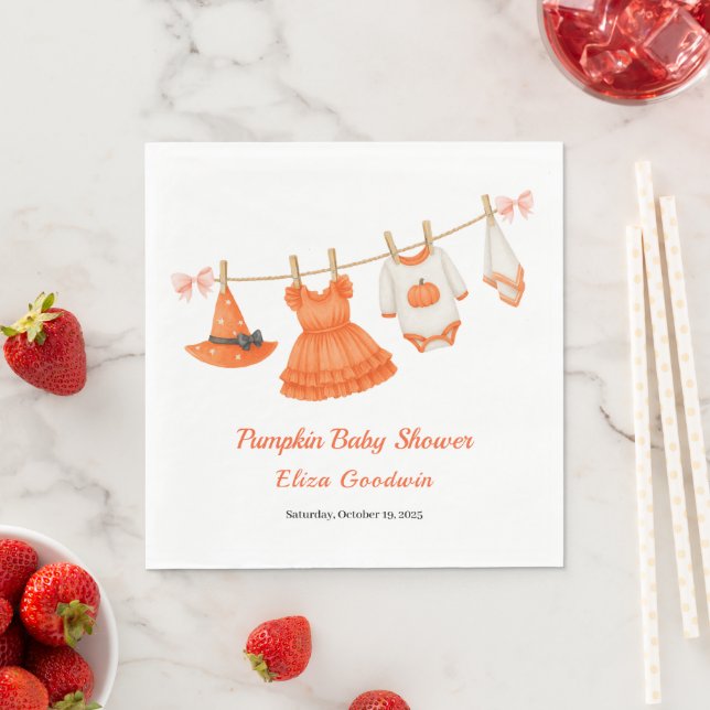 Halloween Baby Shower Girl | Little Witch Pumpkin Pappersservett (Insitu)