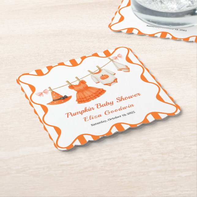 Halloween Baby Shower Girl | Little Witch Pumpkin Underlägg Papper (Vinklad)