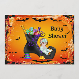 Halloween Baby Shower Girl på Candy Witch Boot Inbjudningar