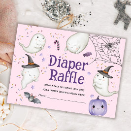 Halloween Baby Shower Girl Rosa Diaper Raffle Tilläggskort