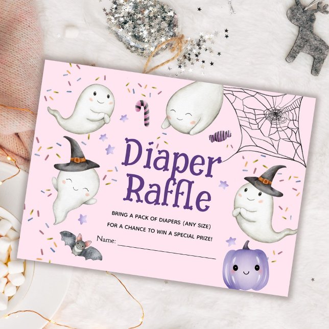 Halloween Baby Shower Girl Rosa Diaper Raffle Tilläggskort (Skapare uppladdad)