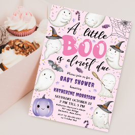 Halloween Baby Shower Girl Rosa Little Boo Ghost Inbjudningar