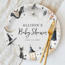 Halloween Baby Shower Häxa Pappers Tallrik