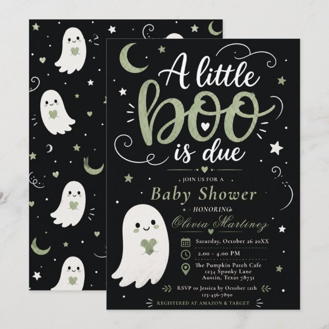 Halloween Baby Shower Inbjudan (Fram/baksida)