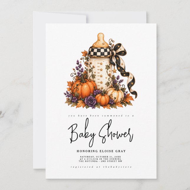 Halloween Baby Shower Inbjudan  (Framsida)