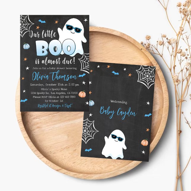 Halloween Baby Shower-inbjudan Cute Ghost Boy Inbjudningar (Skapare uppladdad)