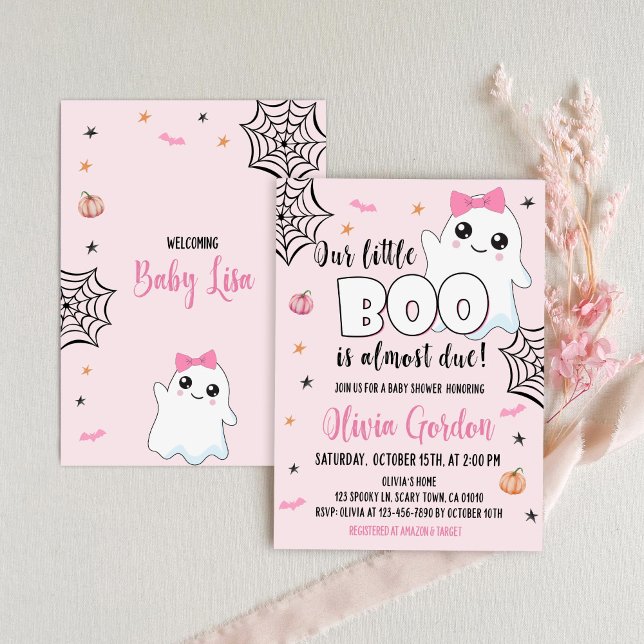 Halloween Baby Shower-inbjudan Cute Ghost Girl Inbjudningar (Skapare uppladdad)