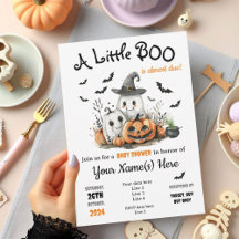 Halloween Baby Shower-inbjudan Cute Little Boo