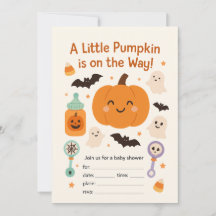 Halloween Baby Shower-inbjudan - Cute Pumpkin