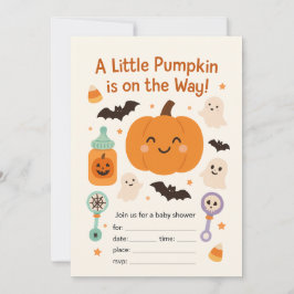 Halloween Baby Shower-inbjudan - Cute Pumpkin Inbjudningar