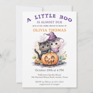 Halloween Baby Shower Inbjudan Little Boo Katter