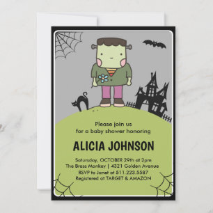 Halloween baby shower inbjudan Oktober Monster