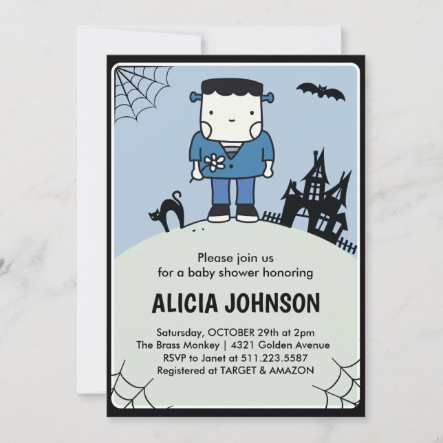 Halloween baby shower inbjudan Oktober Söt (Framsida)
