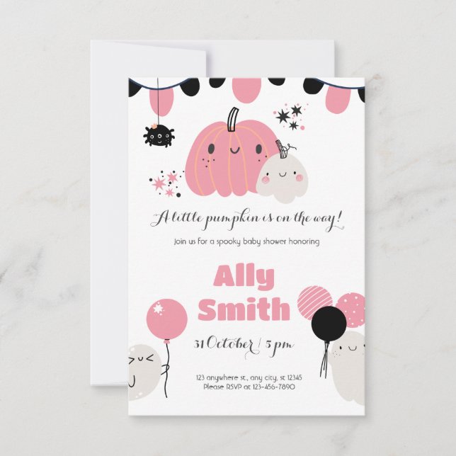 Halloween Baby Shower Inbjudningar (Framsida)