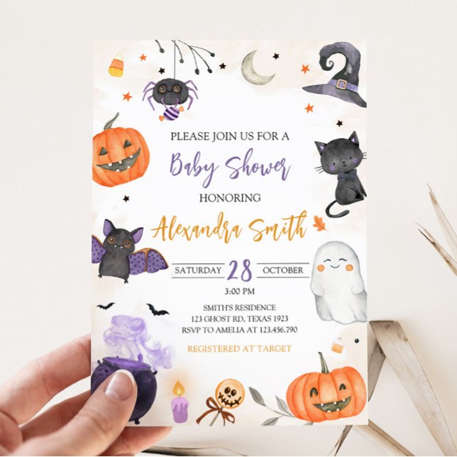 Halloween Baby Shower Inbjudningar (Ghost Baby Shower Invitation)