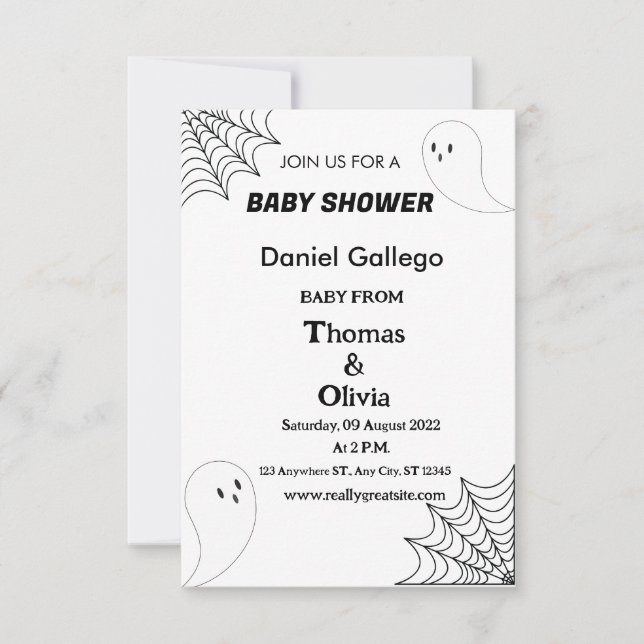 Halloween Baby Shower Inbjudningar (Framsida)