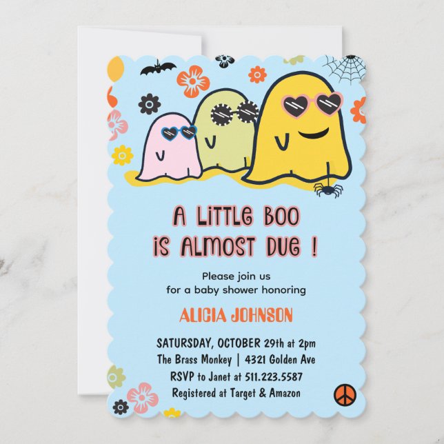 Halloween Baby Shower-inbjudningar Cute Boo Inbjudningar (Framsida)