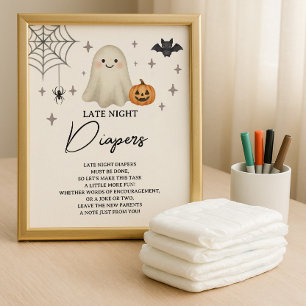 Halloween Baby Shower Late Sate Natt Diaper Budget Reklamblad