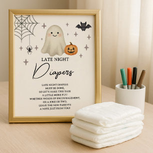 Halloween Baby Shower Late Sate Natt Diaper Poster