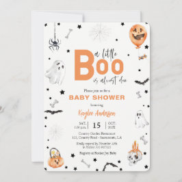 Halloween Baby Shower Little Boo orange-inbjudan Inbjudningar