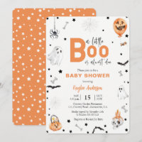 Halloween Baby Shower Little Boo orange-inbjudan
