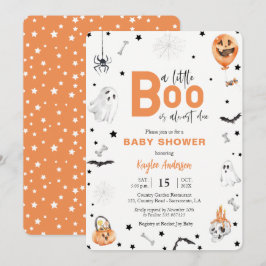 Halloween Baby Shower Little Boo orange-inbjudan Inbjudningar