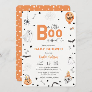 Halloween Baby Shower Little Boo orange-inbjudan Inbjudningar