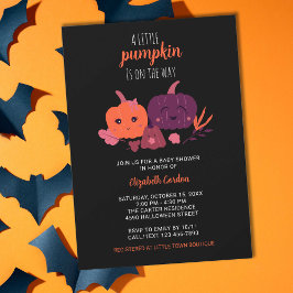 Halloween Baby Shower Little Pumpkin Black Inbjudningar