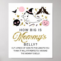 Halloween Baby Shower-Mammans Belly Game-skylt