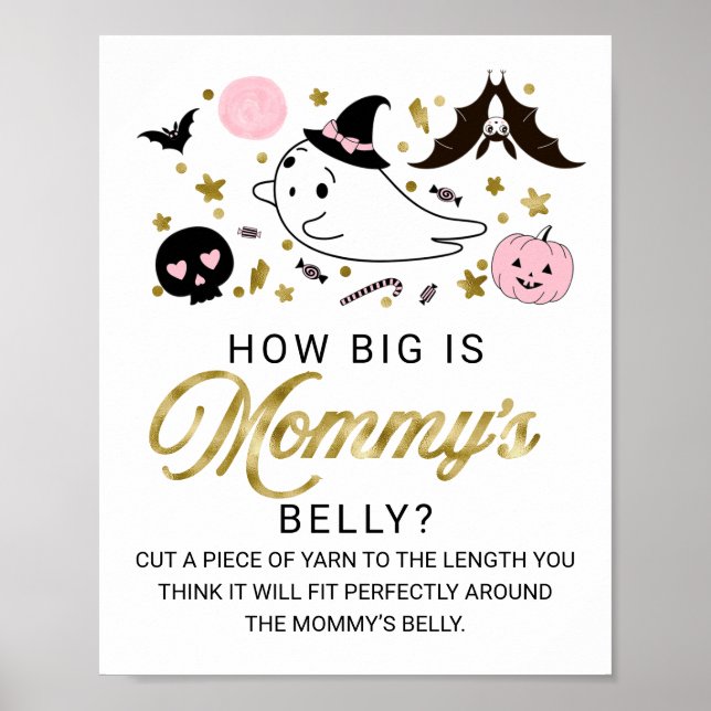 Halloween Baby Shower-Mammans Belly Game-skylt Poster (Framsidan)