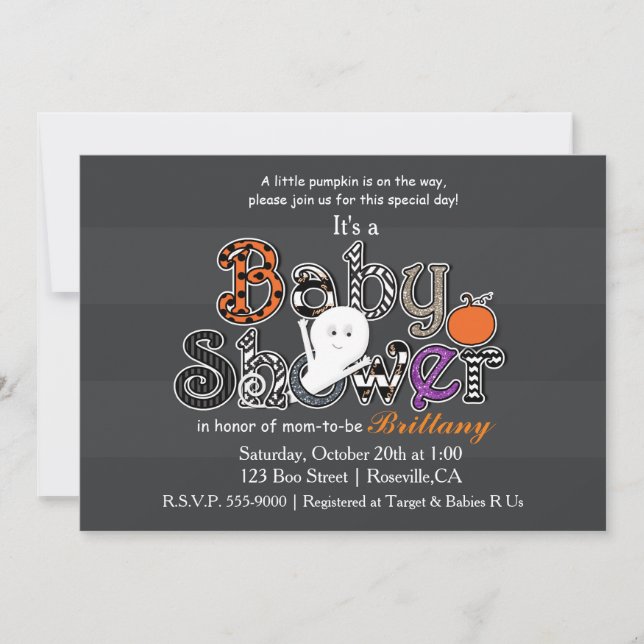 Halloween BABY SHOWER Modern Chic Inbjudan (Framsida)