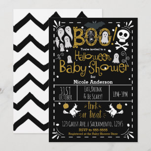 Halloween Baby Shower Modern Whimsical Handritad Inbjudningar