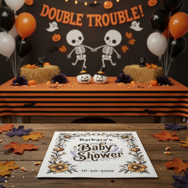 Halloween Baby Shower Napkin Blommigt Pumpkin Desi Pappersservett (Skapare uppladdad)